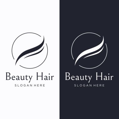 Lüks ve güzel saç dalgası soyut logosu. İş için logo, güzellik, kuaför, bakım..
