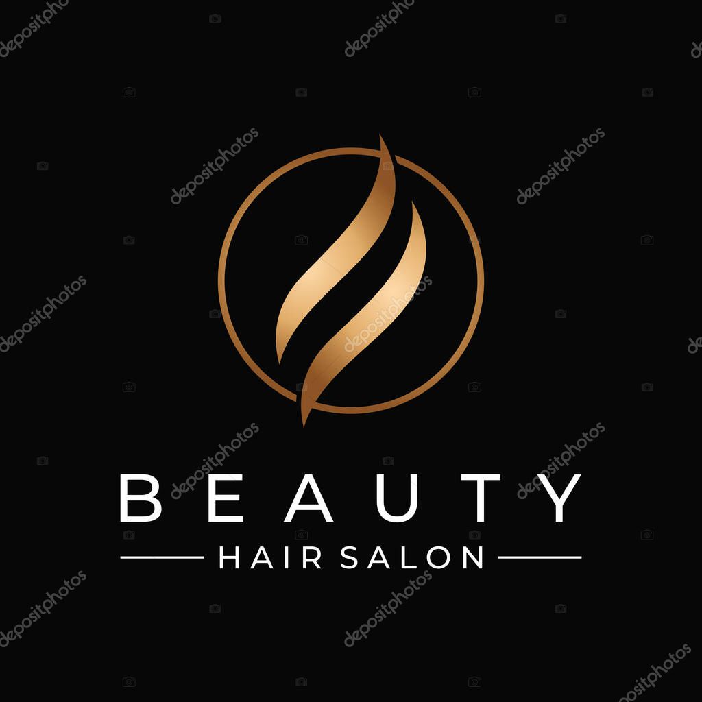 Luxury and beautiful hair wave abstract logo.Logo for business, salon, beauty, hairdresser, care.