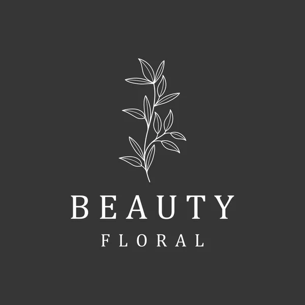 Ручной Рисунок Красивый Органический Цветочный Лист Цветочный Логотип Бизнеса Украшения — стоковый вектор
