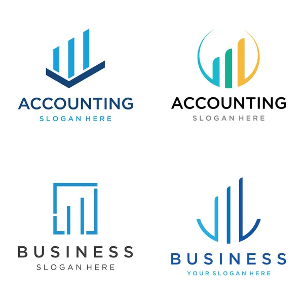 Finanzbuchhaltung Logo Mit Häkchen Für Finanzbuchhaltung Aktiendiagramm Analyse Mit Modernem — Stockvektor