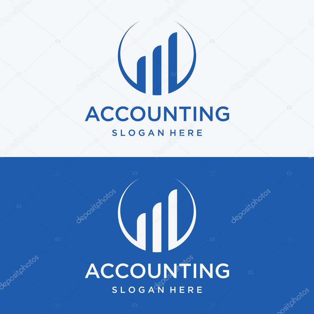 Financial accounting logo, with check mark for financial accounting stock chart analysis. With modern vector illustration concept.