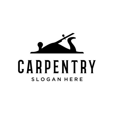 Ahşap işçiliği Jack Plane Marangoz logosu tasarımı geçmişe dönük vintage tarzı.