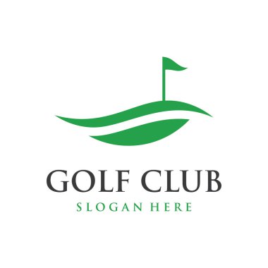 Golf topu, sopa ve golf sahası logosu tasarımı. Profesyonel golf takımı logosu, golf kulübü, turnuva, iş, etkinlik.