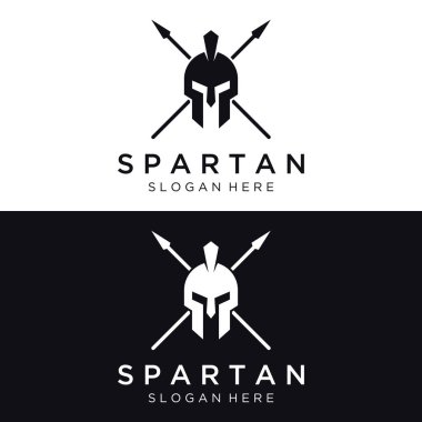 Basit Yunan Spartalı savaşçı miğferi, yaratıcı fikirli logo tasarımı..