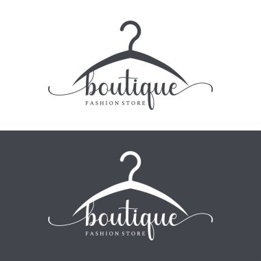 Basit elbise askısı logosu ve yaratıcı bir fikir. İş logosu, butik, moda, güzellik..