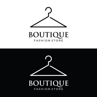Basit elbise askısı logosu ve yaratıcı bir fikir. İş logosu, butik, moda, güzellik..