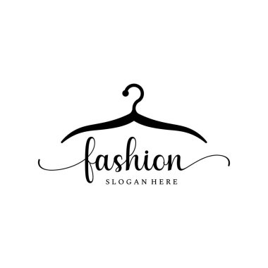 Basit elbise askısı logosu ve yaratıcı bir fikir. İş logosu, butik, moda, güzellik..