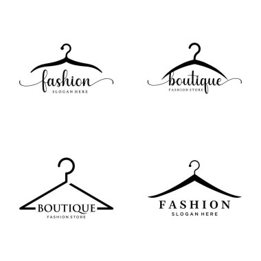 Basit elbise askısı logosu ve yaratıcı bir fikir. İş logosu, butik, moda, güzellik..