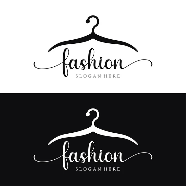 Простий Дизайн Вішалки Одягу Креативною Ідеєю Лого Бізнесу Бутіка Моди — стоковий вектор