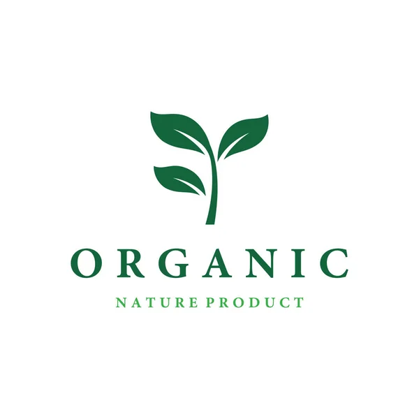 Yaprak Konseptli 100 Doğal Organik Logo Doğal Ürünler Ekoloji Güzellik — Stok Vektör