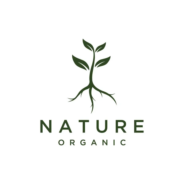 Logotipo Orgânico 100 Natural Com Conceito Folha Logotipo Para Produtos — Vetor de Stock