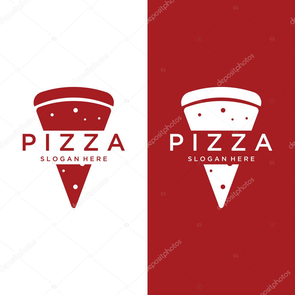 Pizza logo design with shovel and brick oven. Logo for business, restaurant, italian food.