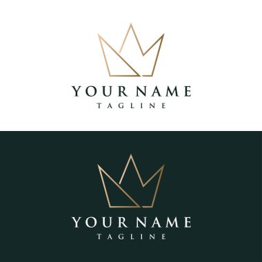 Zarif ve lüks geometrik yaratıcı fikirli klasik Altın Kraliyet Taç logosu. İş, güzellik ve kuaför logosu..