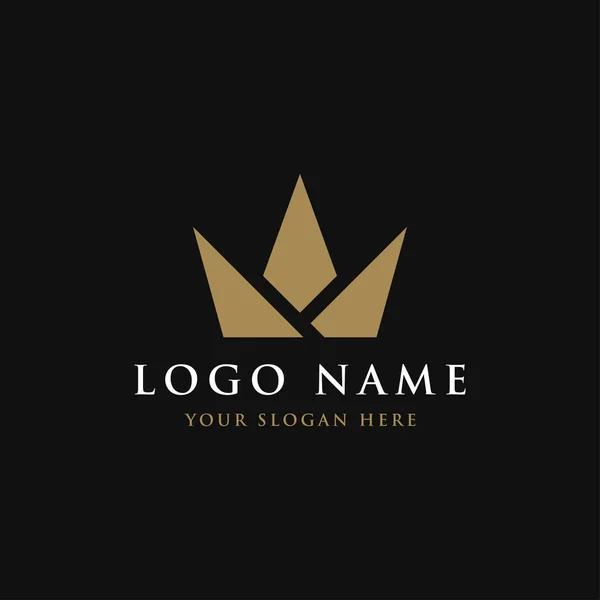 Vintage Golden Royal Crown Logo Design Avec Géométrique Élégant Luxe — Image vectorielle