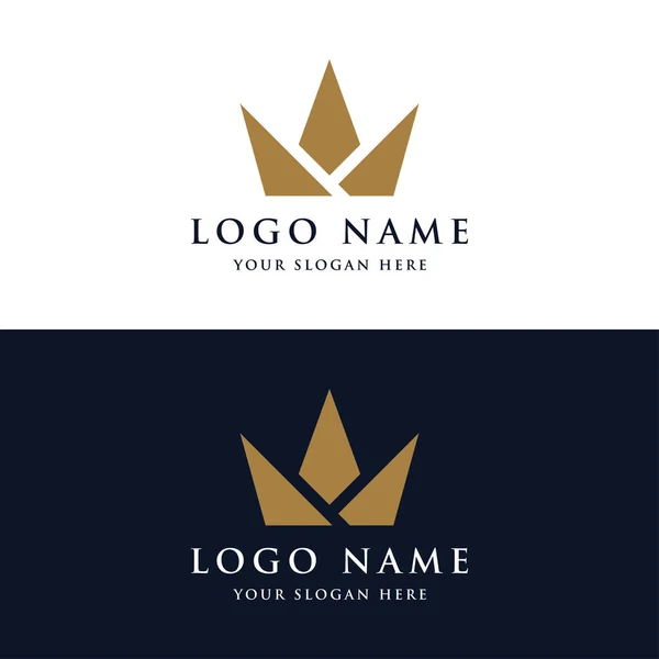 Vintage Golden Royal Crown Logo Design Elegant Luxury Geometric Creative — Stock Vector