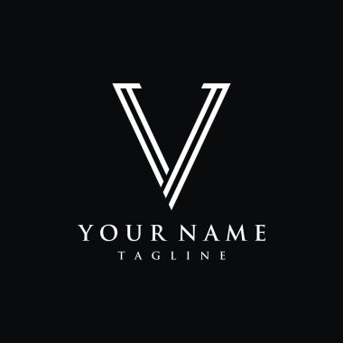 Modern ve lüks geometrik şekilli V harfli logo tasarımı. İş, marka, şirket, kartvizit veya kimlik ve moda logosu.