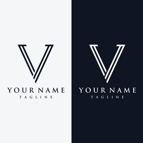 初期Vモダンで豪華な幾何学的な形状のミニマルな文字のロゴデザイン ビジネス ブランド 名刺またはアイデンティティとファッションのロゴ — ストックベクタ