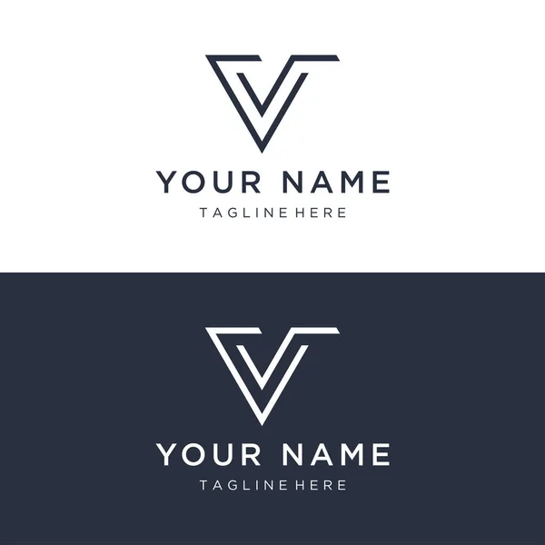 初期Vモダンで豪華な幾何学的な形状のミニマルな文字のロゴデザイン ビジネス ブランド 名刺またはアイデンティティとファッションのロゴ — ストックベクタ