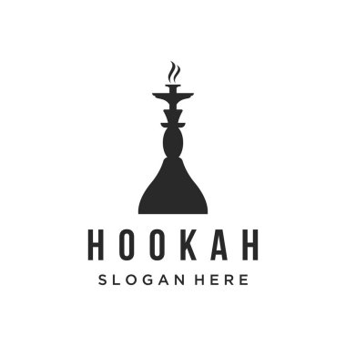 Isolated vintage hookah, shisha or waterpipe logo for club, bar, cafe and shop.