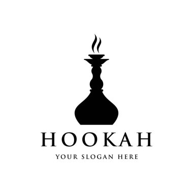 Isolated vintage hookah, shisha or waterpipe logo for club, bar, cafe and shop.