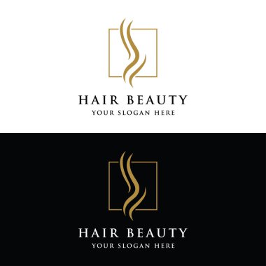 Lüks ve güzel saç dalgası soyut logo tasarımları. İş yeri, kuaför, bakım logosu..