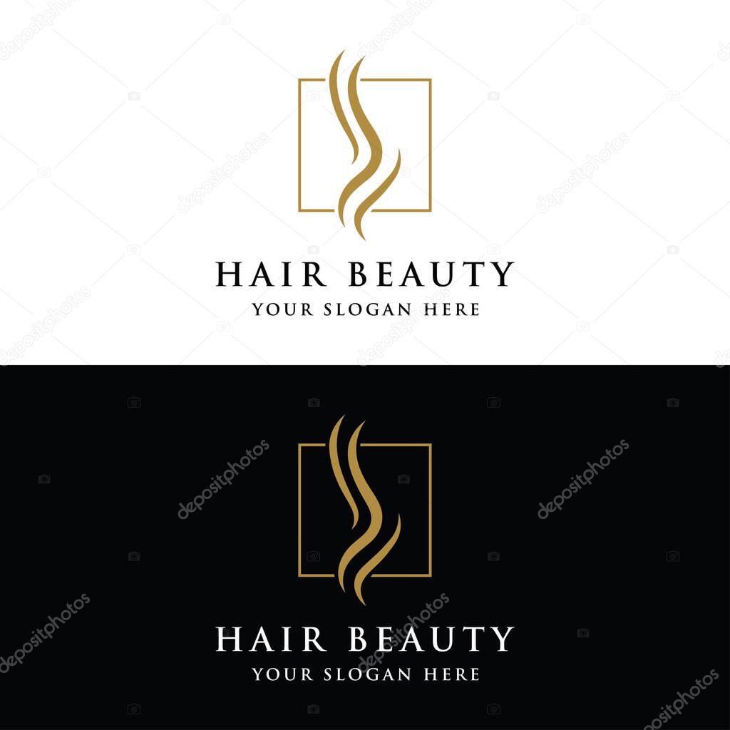 Luxury and beautiful hair wave abstract Logo design.Logo for business, salon, beauty, hairdresser, care.