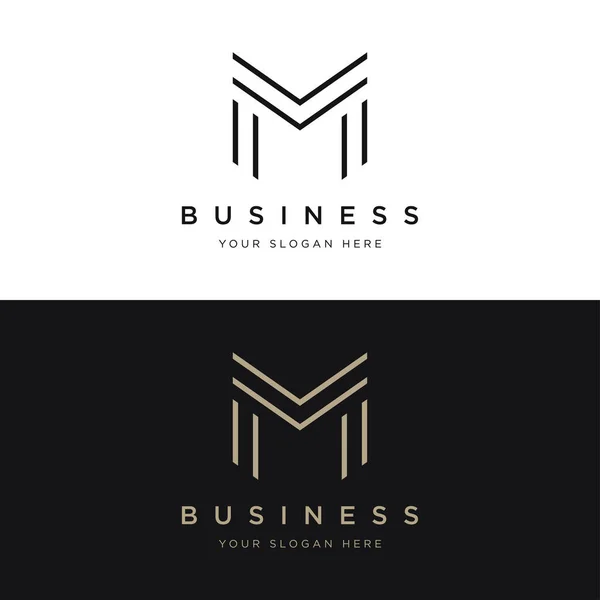 标志首字母M字或几何图形独特 名片及公司标志 — 图库矢量图片