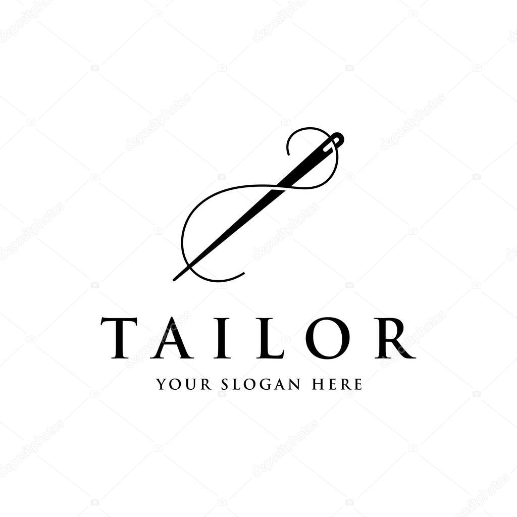 Tailor logo design with needle and thread concept.Logo for tailor, clothes, boutique.