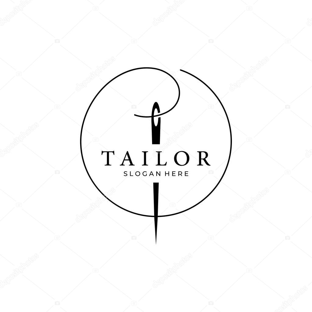 Tailor logo design with needle and thread concept.Logo for tailor, clothes, boutique.