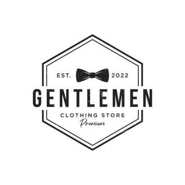 Klasik beyefendiler logo tasarımı yapar. Zarif erkek giyim logosu..