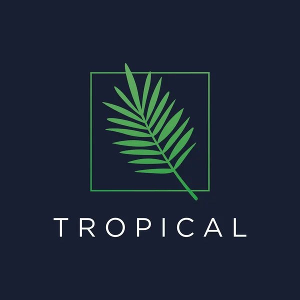 Diseño Logotipo Botánico Terapia Tropical Verano Hoja Palma Premium Lujo — Archivo Imágenes Vectoriales