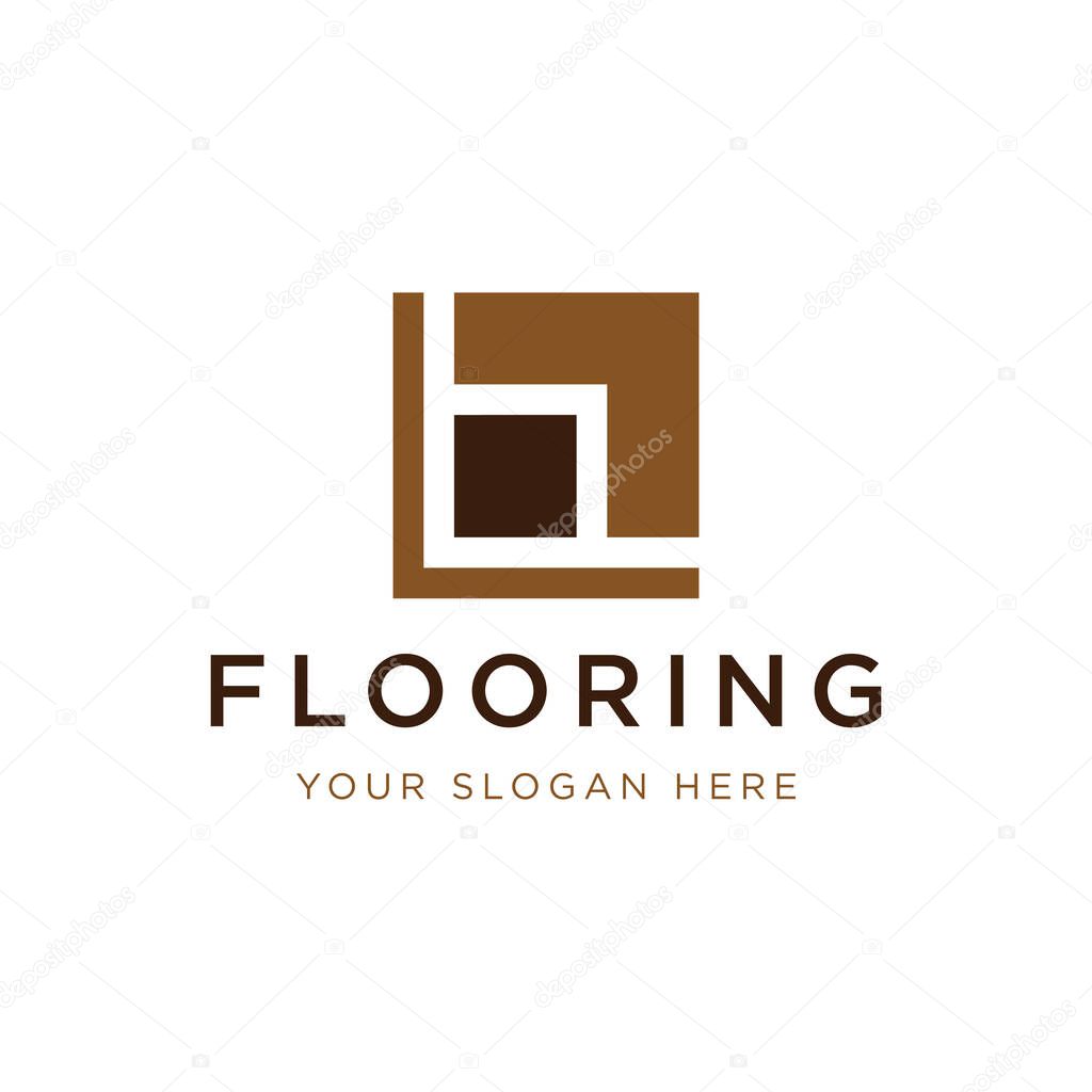 Premium classic parquet wood floor tile or ceramic logo design.