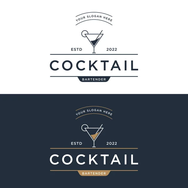 Логотип Коктейльного Напою Преміум Якості Вінтажному Стилі Логотип Бару Ресторану — стоковий вектор