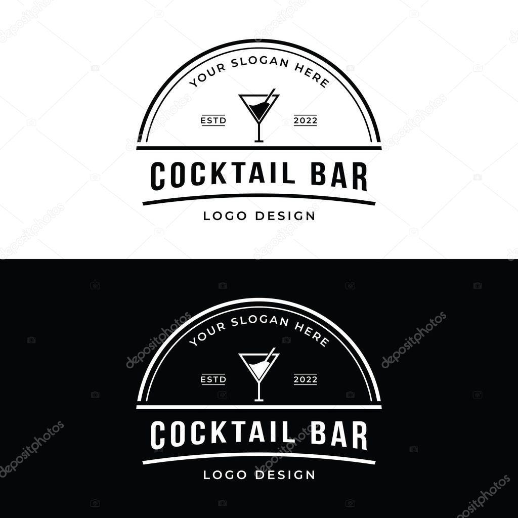 Premium quality cocktail alcohol drink logo in vintage style. Logo for bar, restaurant, pub, business, badge.