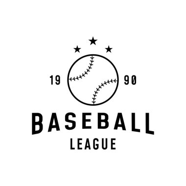 Beyzbol topu ve sopa konseptiyle eski tip beysbol logosu. Turnuva, etiket, spor, şampiyonluk logosu.