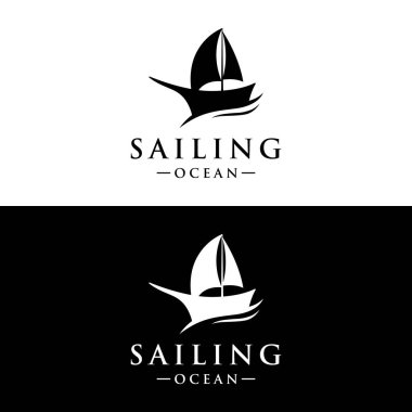 Antika yelkenli logosu. Denizcilik, okyanus, deniz, rozet logosu.