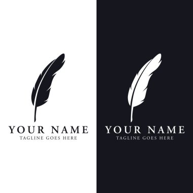 Yaratıcı bir fikri olan lüks bir yazarın tüy logosu. Yazardan esinlenilmiştir, tüy tüyü.