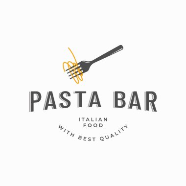 Çatal ve makarnalı İtalyan spagetti logosu tasarımı. Restoran, iş ve aşçılık için logo.