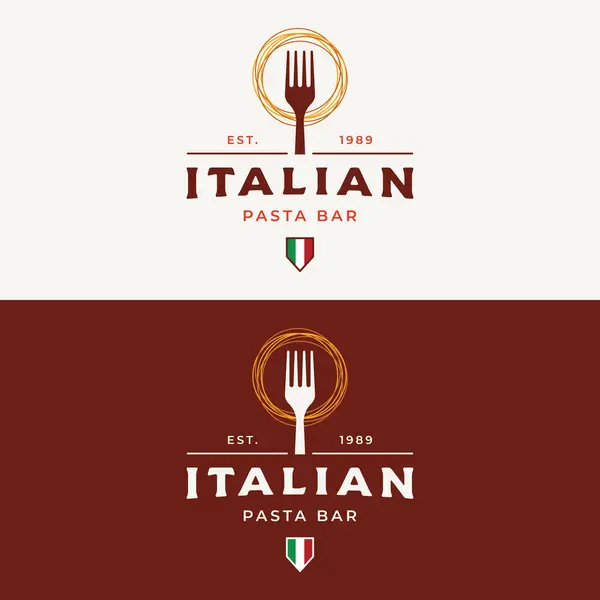 Italienisches Spaghetti Logo Design Mit Gabel Und Pasta Logo Für — Stockvektor