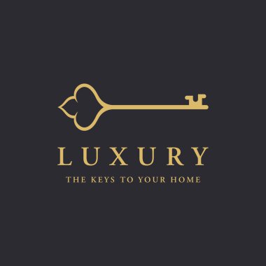 Retro lüks ev, otel ya da emlak anahtar logosu ve yaratıcı bir fikir..