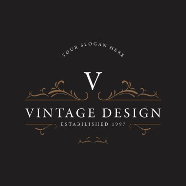Eski tarz lüks monogram süsleme logosu. Etiketler, restoranlar, işletmeler, oteller için logo.