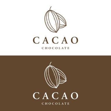 Organik çikolata ya da kakao meyveli logo tasarımı izole edilmiş arka plan.