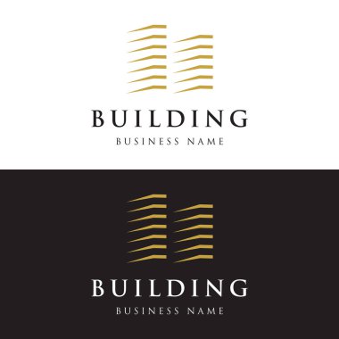 Modern ve lüks apartman binası ya da ev yapımı logo. Ticari logo, emlak, otel ve mimari.