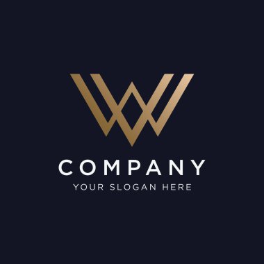 Modern ve lüks geometrik W ilk harf elementi. İş için logo, mektup, kartvizit, marka ve şirket.