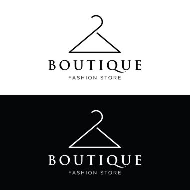 Basit elbise askısı logosu ve yaratıcı bir fikir. İş logosu, butik, moda, güzellik..