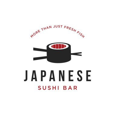 Çapraz çubuklu Japon yemek suşi logosu. Restoran, iş, bar logosu.