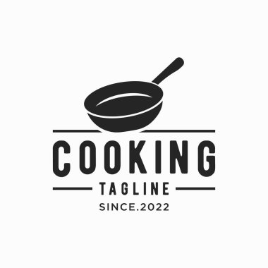 Eski usul bir tencere ya da tavanın logosu. Bir restoranın logosu.