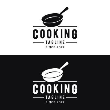 Eski usul bir tencere ya da tavanın logosu. Bir restoranın logosu.