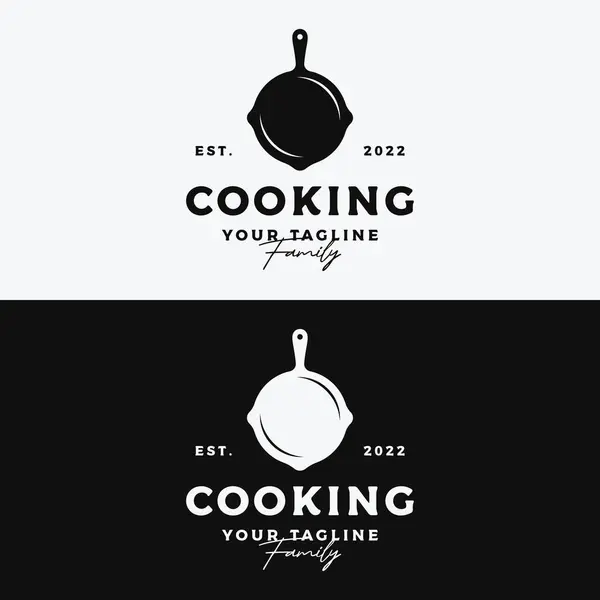 Eski usul bir tencere ya da tavanın logosu. Bir restoranın logosu.