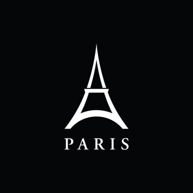 Fransız Eyfel Kulesi binası ve yüksek kule logosu. Düzenlenebilir vektör illüstrasyonlu..